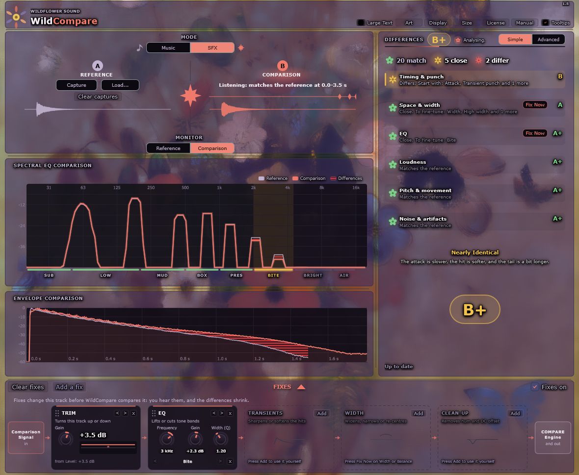 The WildCompare plugin window