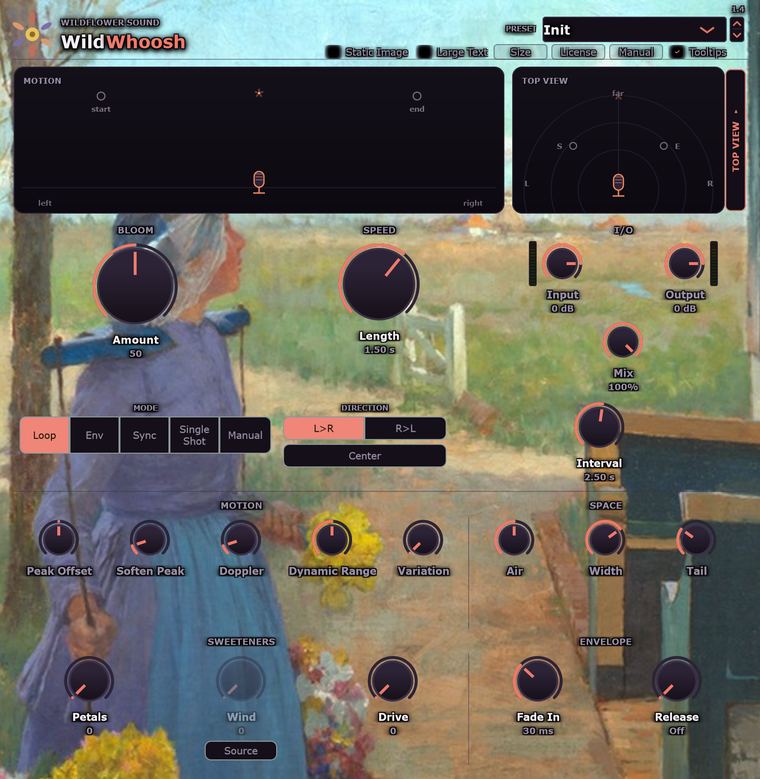 The WildWhoosh plugin window